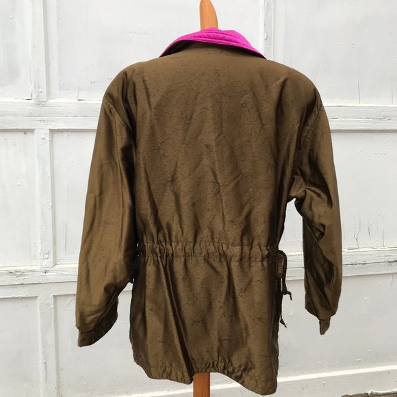 Skea Paris Vail Popover Anorak Ski Jacket Vintage 80s Metallic Olive & Pink - Picture 4 of 13